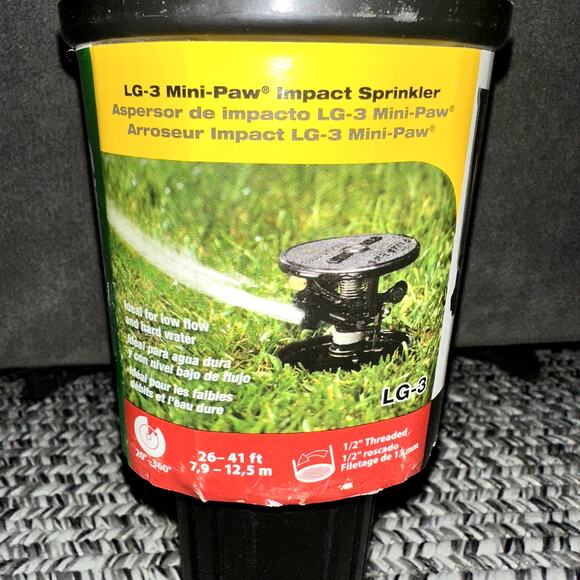 Rain Bird LG-3 Mini-Paw Impact Sprinkler 1/2 in. threaded 26-41 ft. 20-360 degre - Picture 2 of 9